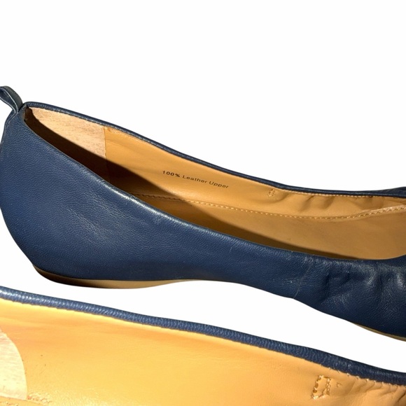J.Crew Cece Navy Leather Round Toe Slip on Ballet Flat Made in Italy Size 8.5 - Picture 3 of 9
